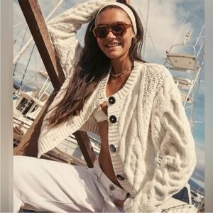 Free People Bonfire Cardi Cable Knit Cardigan Size Medium NWT